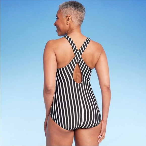 Lands' End Women's UPF 50 Full Coverage High Neck One Piece Swimsuit Large black - Picture 2 of 9